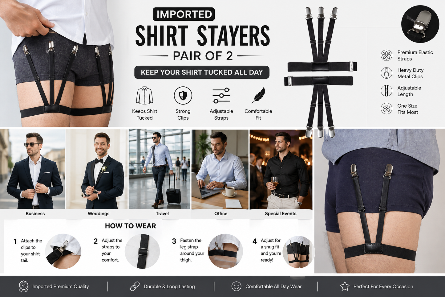 Imported Shirt Stays For Men ( Pair of 2 )